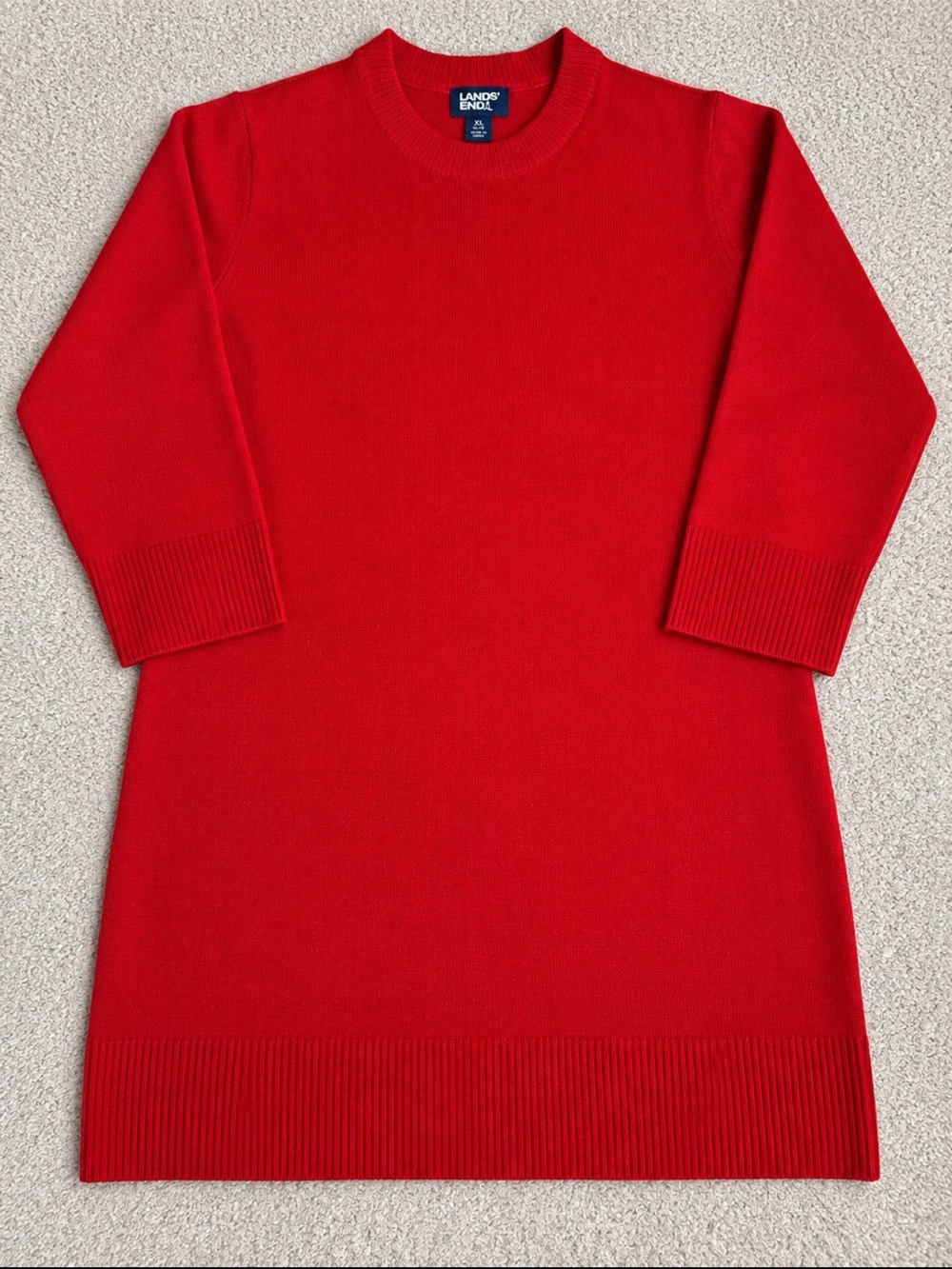 Lands' End Red Crewneck Sweater Dress